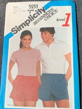 Simplicity Misses Mens Shorts Sewing Pattern Size 10-12 5233 Uncut